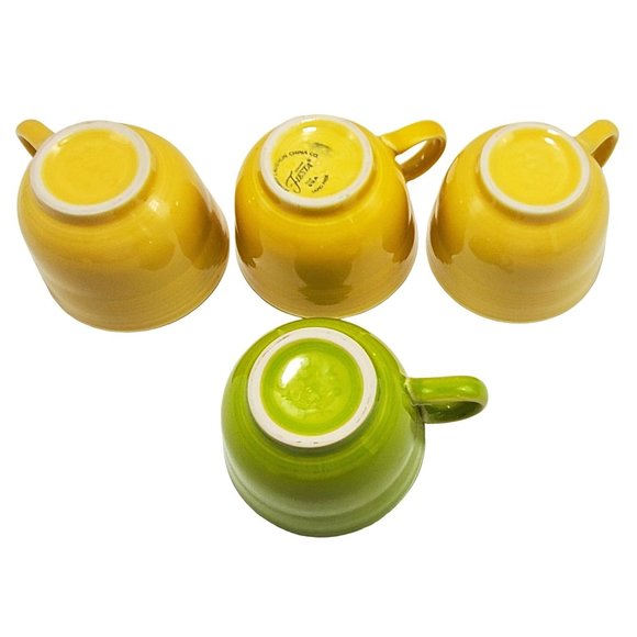Fiestaware Fiesta Vintage Lot/4 Coffee Tea Cups Yellow Green Homer Laughlin - Picture 3 of 7
